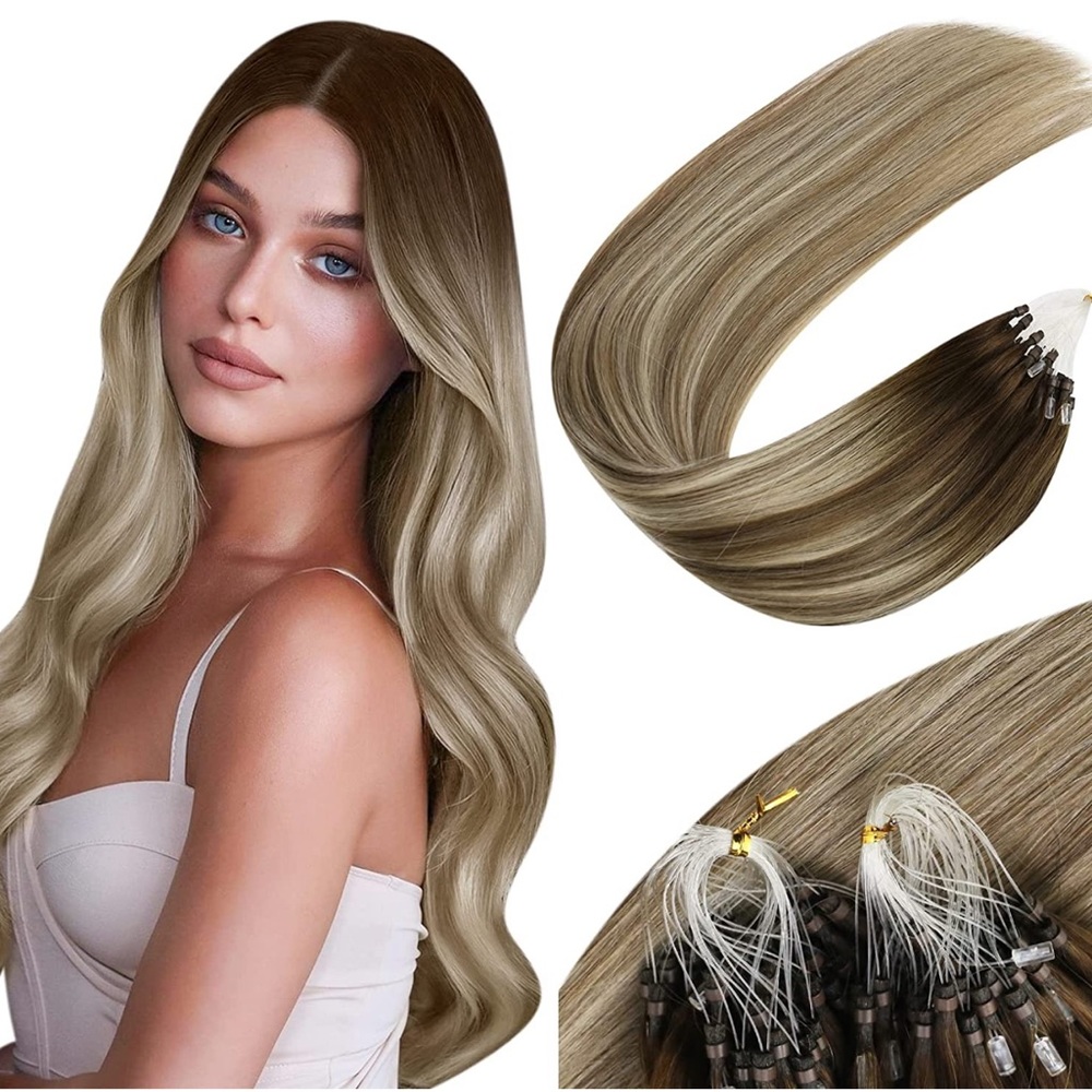 Dark Brown Ombre with Light Blonde Pre Bonded Micro Hair Extensions 18inch